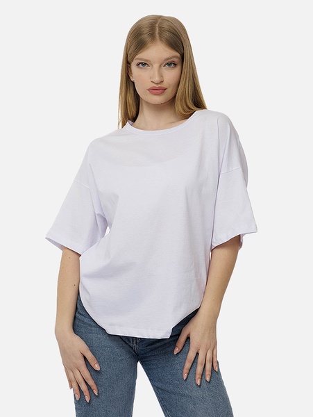 Жіноча футболка оверсайз 54 колір білий ЦБ-00210724 SKT000890443 фото