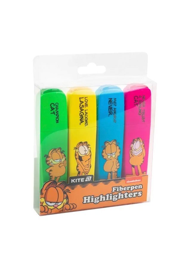 Набір з 4-х кольорових маркерів Highlighter Garfield KITE GF25-444 ЦБ-00281332 фото