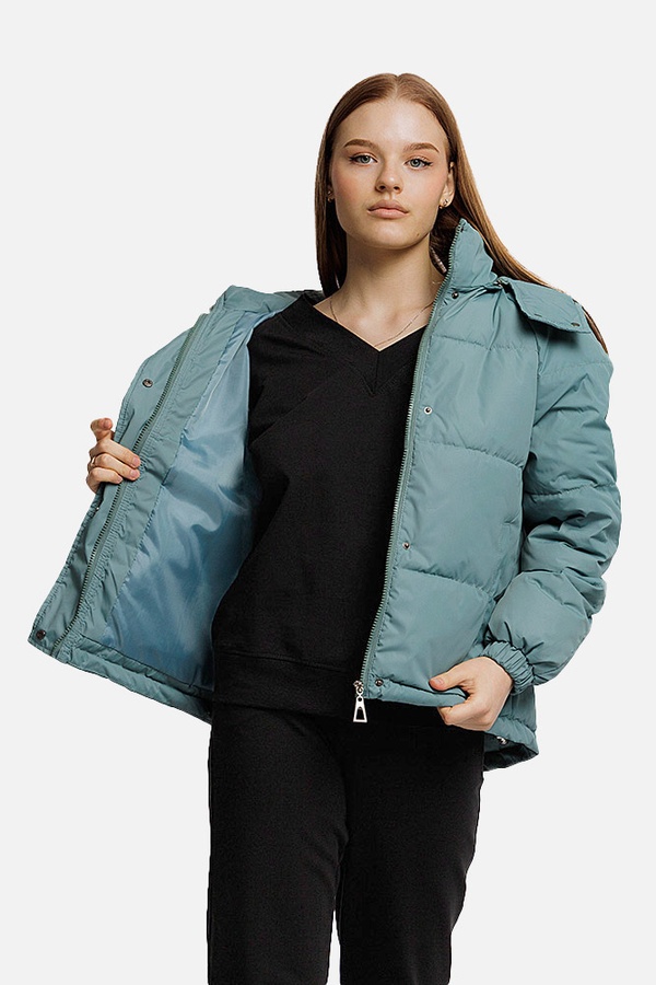 Жіноча куртка коротка 44 колір м'ятний ЦБ-00206941 SKT000882046 фото
