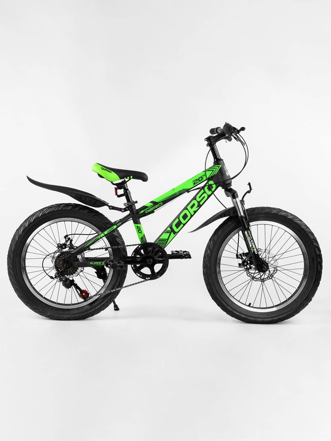 Дитячий спортивний велосипед 20 "дюймів «AERO» колір чорно-салатовий ЦБ-00213422 SKT000893674 фото