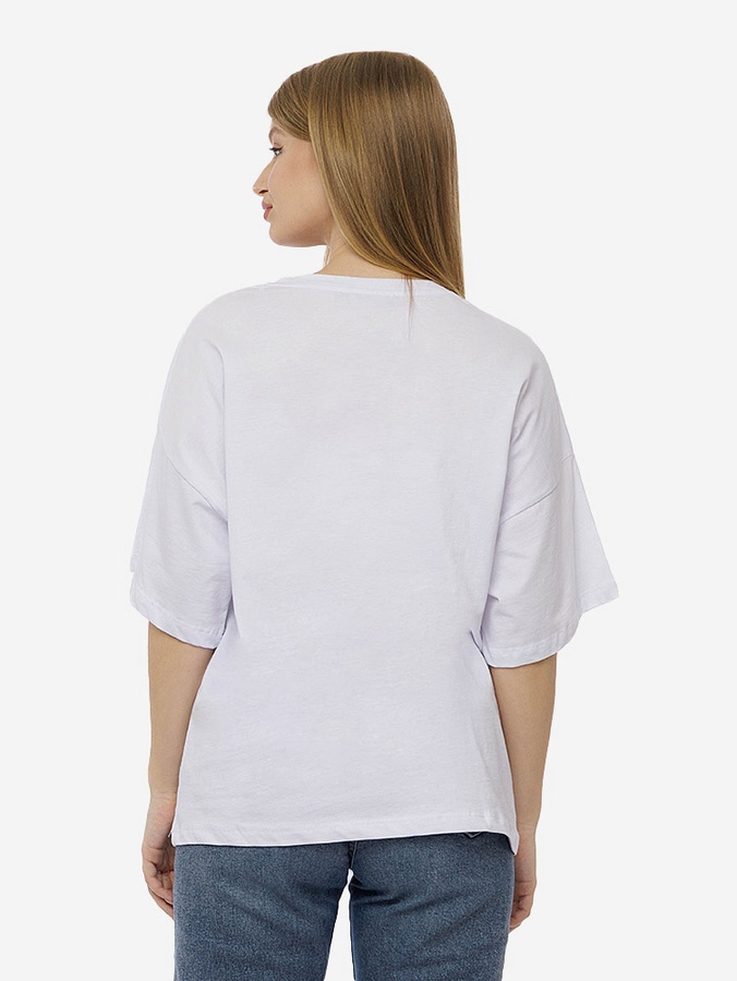 Жіноча футболка оверсайз 54 колір білий ЦБ-00210724 SKT000890443 фото