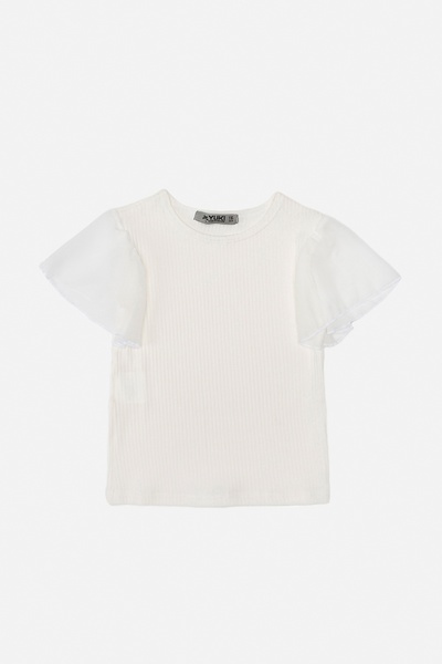Блуза з коротким рукавом для дівчинки 134 колір молочний ЦБ-00251185 SKT000995970 фото