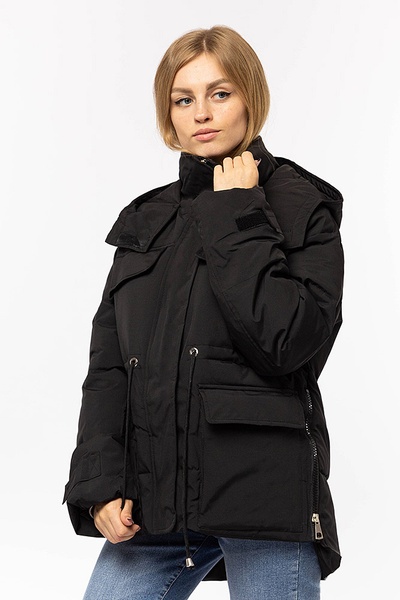 Жіноча куртка 50 колір чорний ЦБ-00197772 SKT000861945 фото