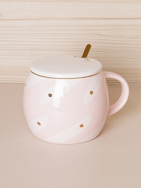 Чашка с крышкой и ложкой "Aquarelle" цвет розовый ЦБ-00224665 SKT000920663 фото