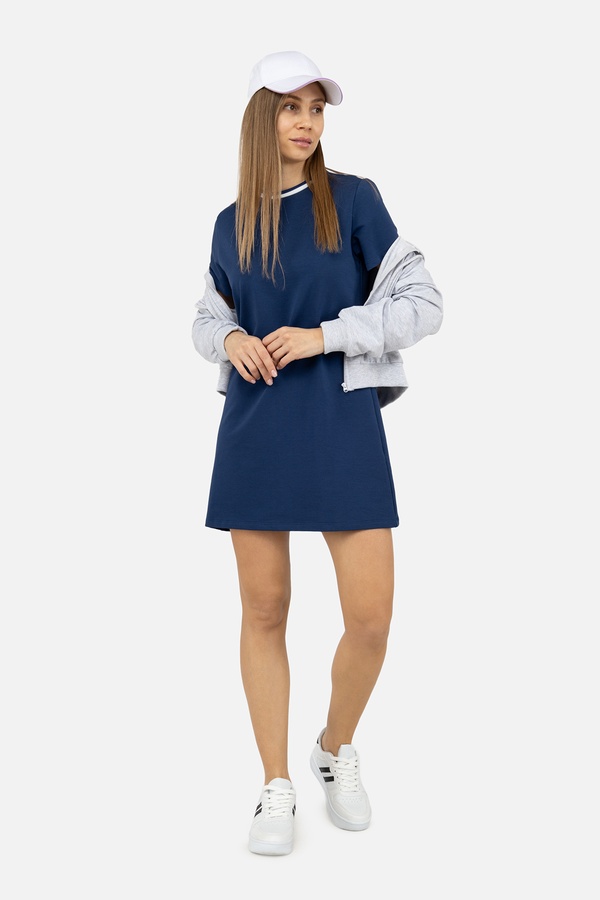 Жіноча сукня з коротким рукавом 48 колір синій ЦБ-00246623 SKT000984980 фото