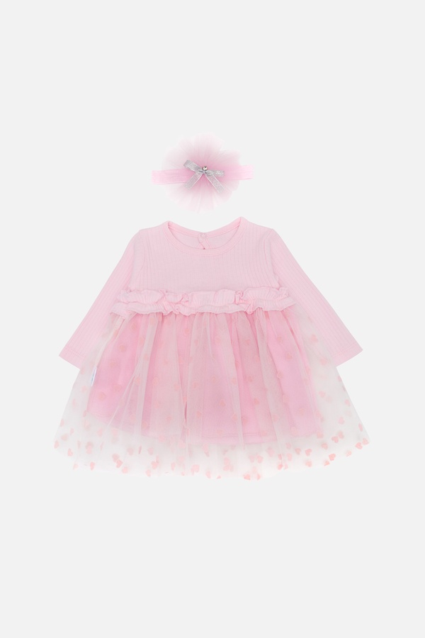Платье с повязкой для девочки 62 цвет розовый ЦБ-00243076 SKT000966898 фото