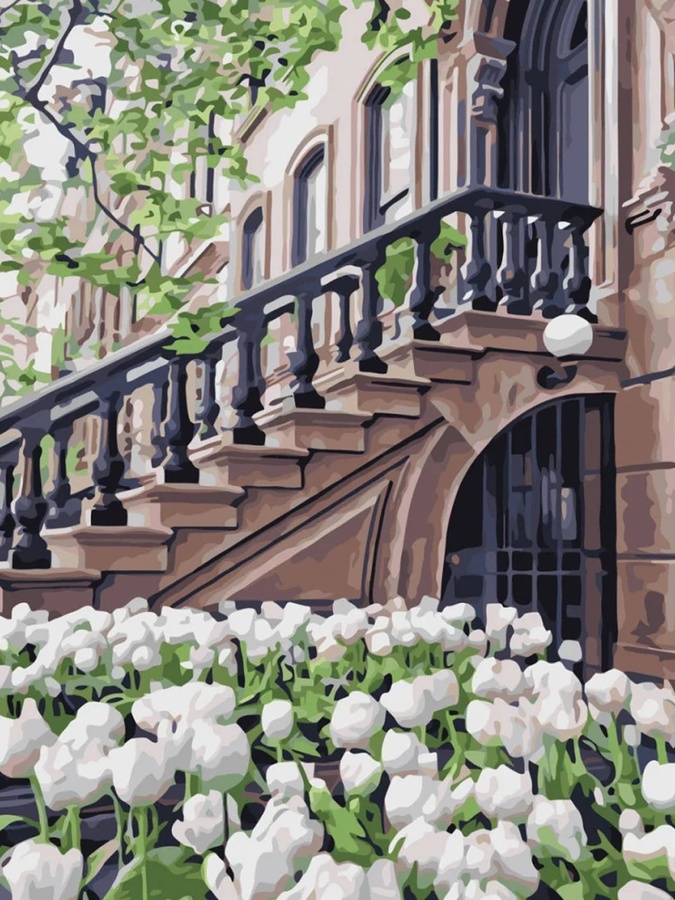 Набор для росписи по номерам "Белые тюльпаны" цвет разноцветный ЦБ-00215371 SKT000898442 фото