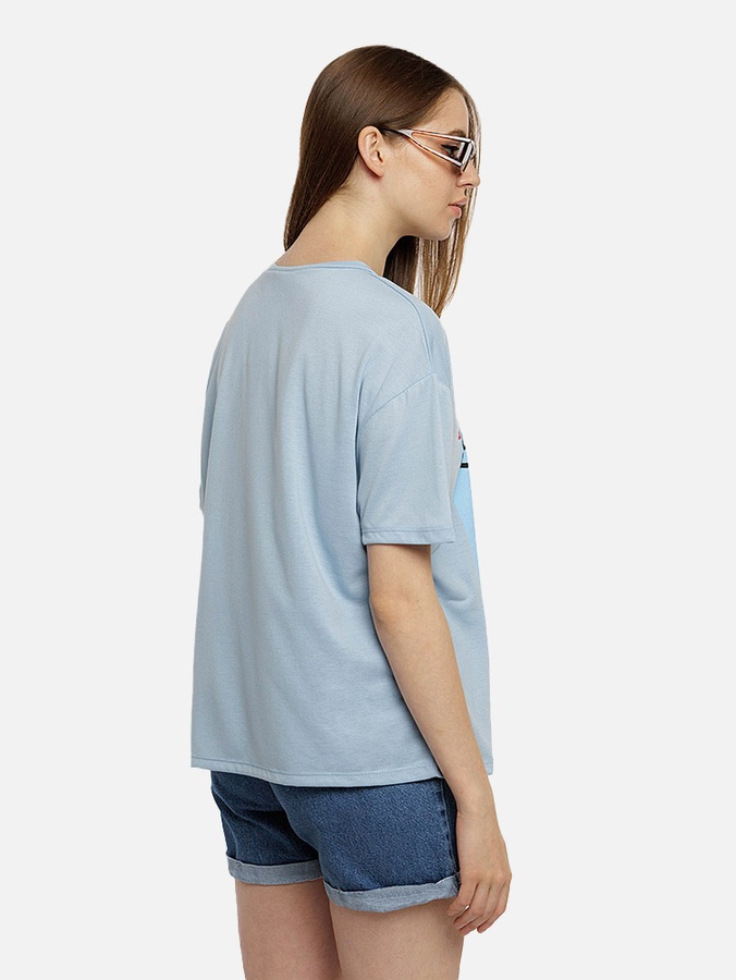 Жіноча футболка оверсайз 44 колір блакитний ЦБ-00219317 SKT000907089 фото