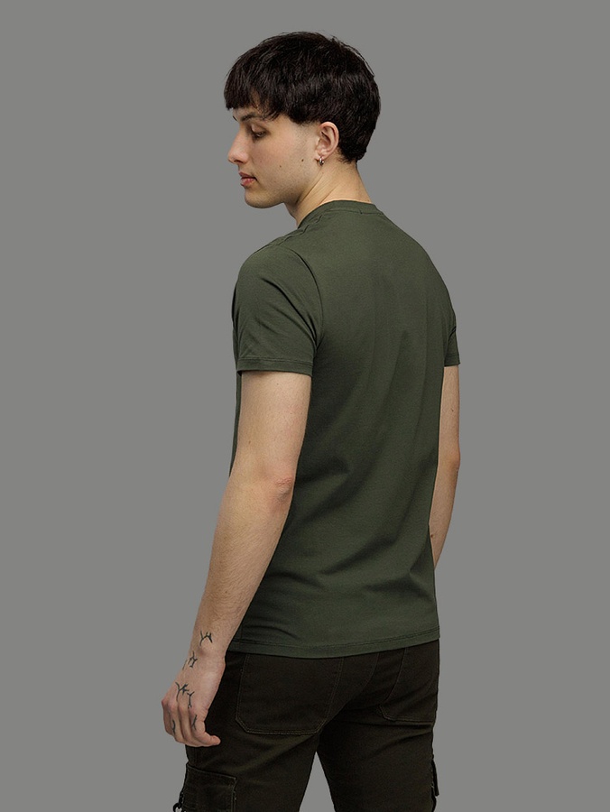 Чоловіча футболка регуляр 52 колір хакі ЦБ-00216043 SKT000899798 фото