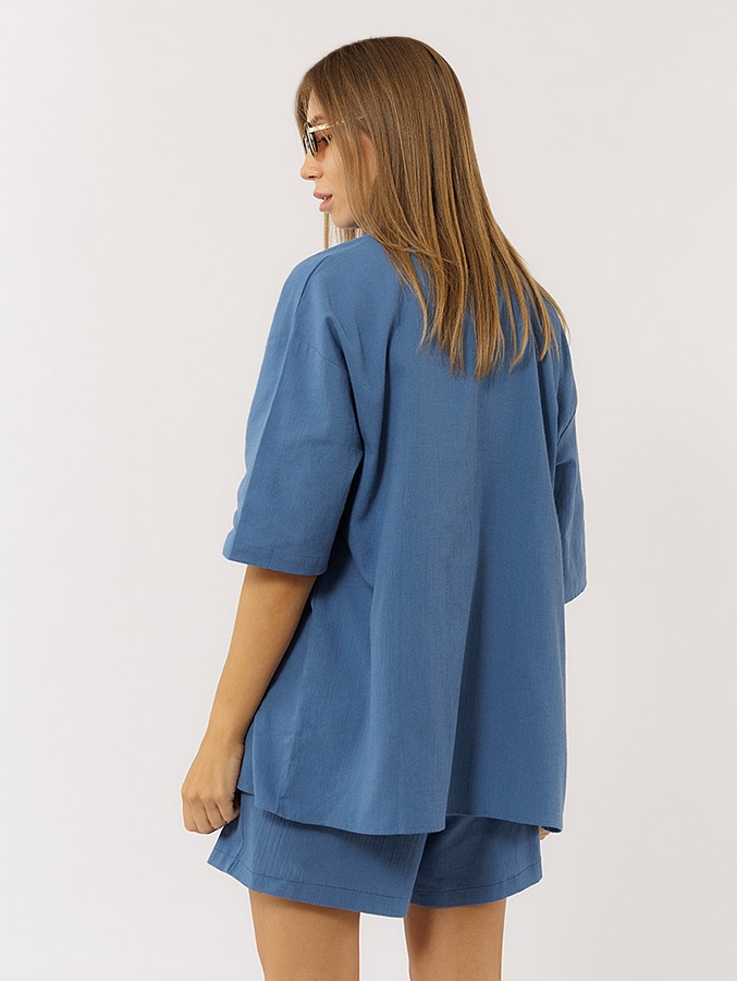 Жіноча сорочка оверсайз 42 колір синій ЦБ-00222121 SKT000914377 фото