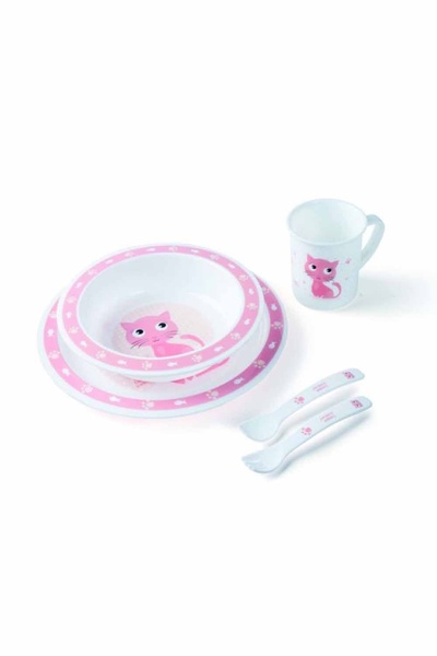 Набір посуду пластиковий столовий Cute Animals - котик колір рожевий ЦБ-00154129 SKT000525166 фото