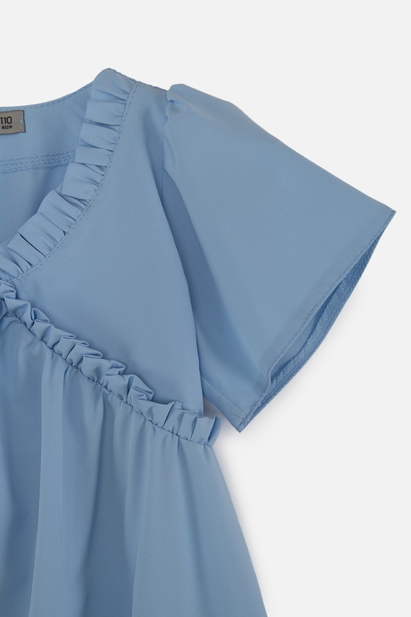 Платье с коротким рукавом для девочки 128 цвет голубой ЦБ-00247367 SKT000986845 фото
