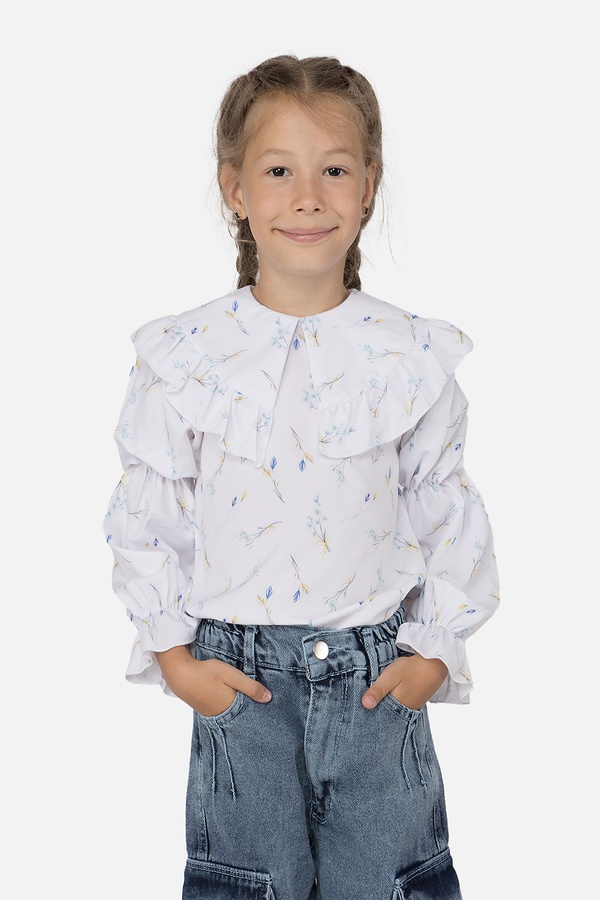 Блуза з довгим рукавом для дівчинки 116 колір білий ЦБ-00251229 SKT000996209 фото