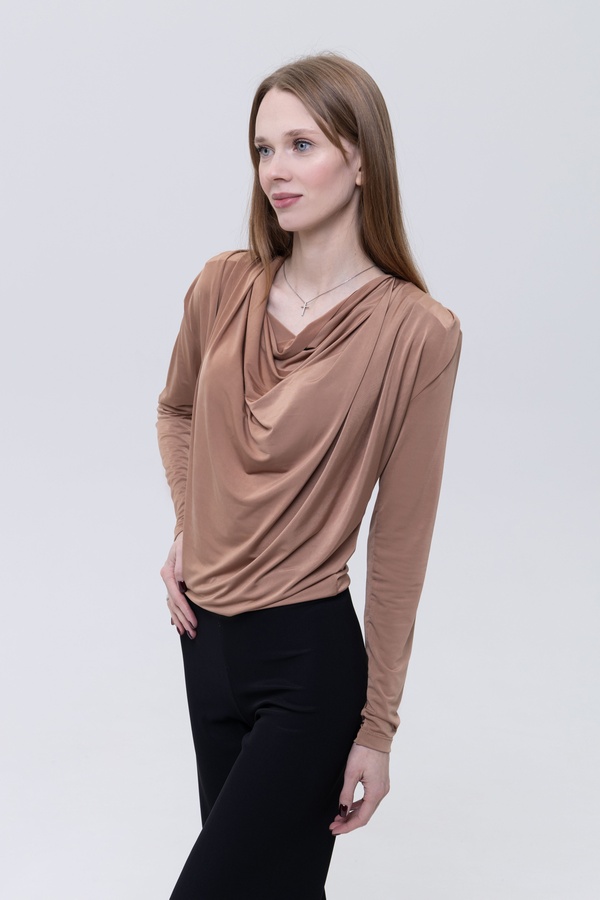 Жіноча блуза з довгим рукавом 48 колір бронзовий ЦБ-00233759 SKT000955621 фото