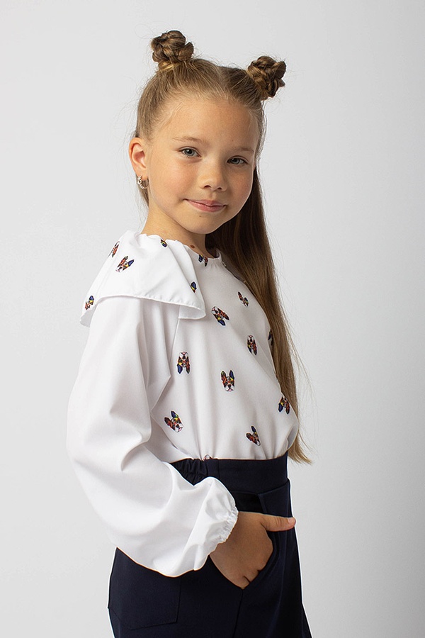 Блуза на дівчинку 140 колір білий ЦБ-00157523 SKT000533834 фото