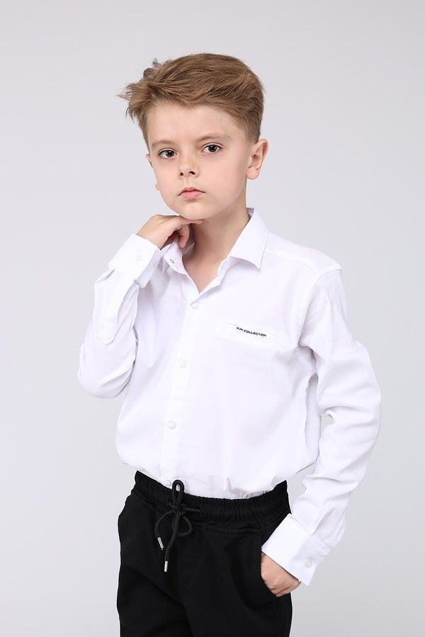 Сорочка з довгим рукавом для хлопчика колір білий 116 ЦБ-00280670 фото