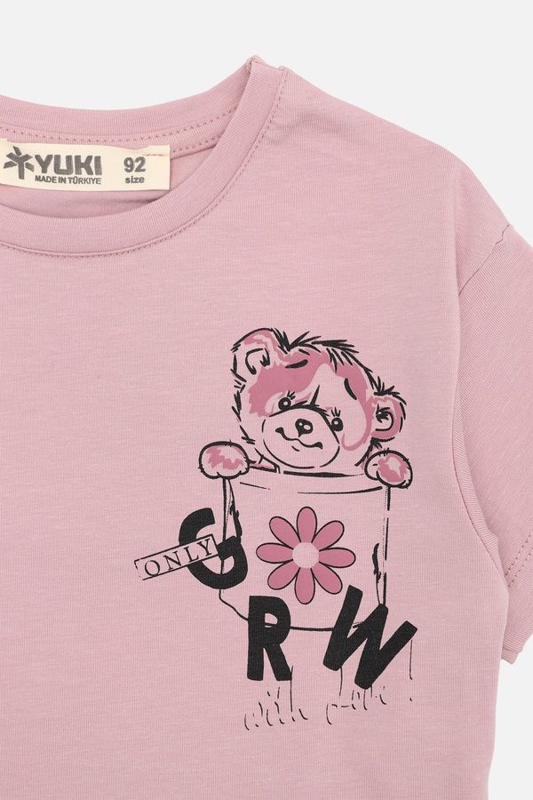 Футболка з коротким рукавом для дівчинки колір пудровий 110 ЦБ-00273473 фото