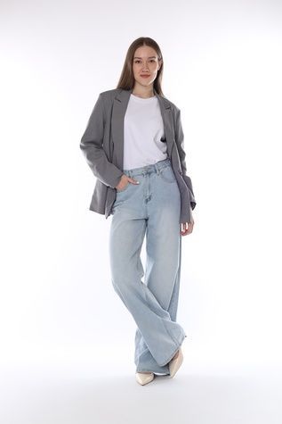 Джинси wide leg жіночі колір блакитний 52 ЦБ-00290496 фото