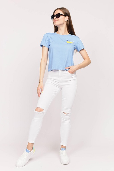 Жіноча футболка 42 колір блакитний ЦБ-00193565 SKT000852106 фото
