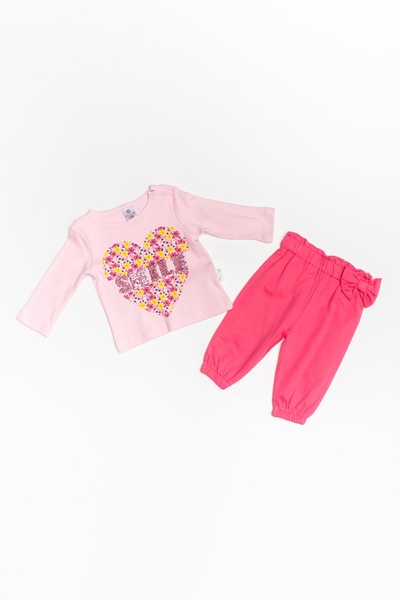 Костюм з штанами на дівчинку 68 колір рожевий ЦБ-00149095 SKT000511131 фото