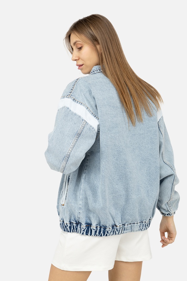 Жіноча джинсова куртка 40 колір блакитний ЦБ-00247873 SKT000988129 фото