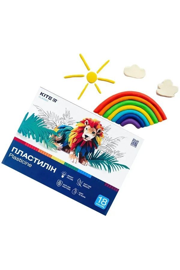 Пластилін Kite Classic, 18 кольорів KITE K-085 ЦБ-00281391 фото