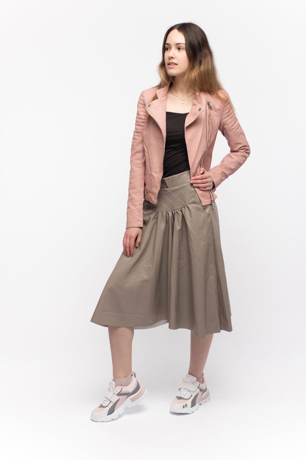 Женская юбка из эко-кожи 44 цвет бежевый ЦБ-00149816 SKT000512314 фото