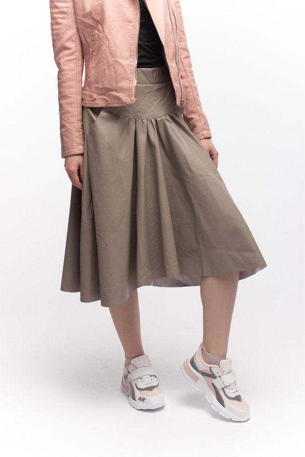 Женская юбка из эко-кожи 44 цвет бежевый ЦБ-00149816 SKT000512314 фото