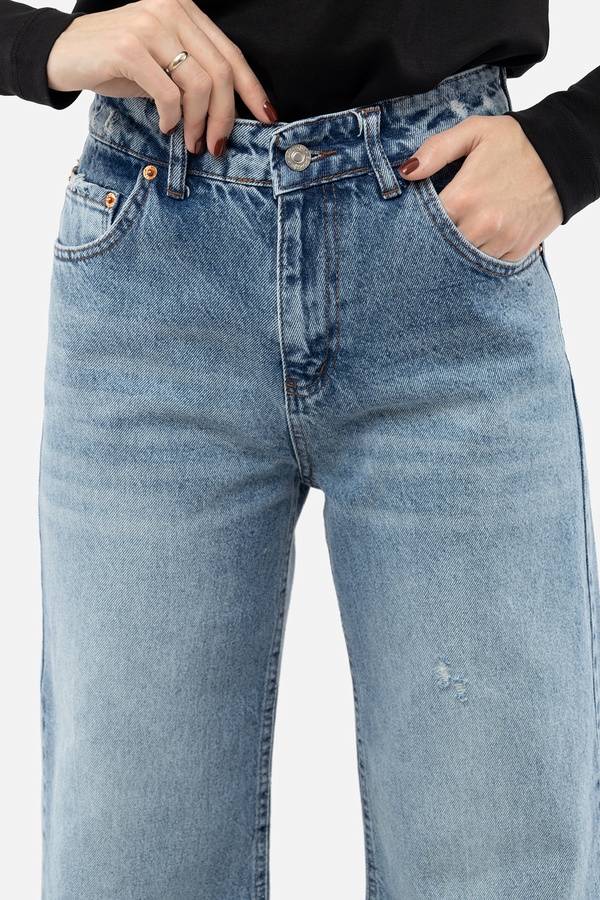 Жіночі джинси палаццо 38 колір блакитний ЦБ-00241685 SKT000962425 фото