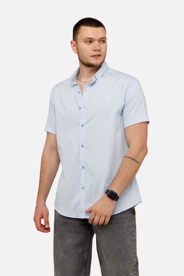 Чоловіча сорочка з коротким рукавом 46 колір блакитний ЦБ-00250761 SKT000994238 фото